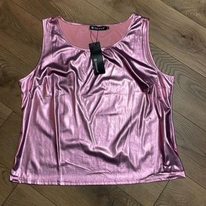 Allegra K Brand Pink Metallic Tank, NWT (XL)